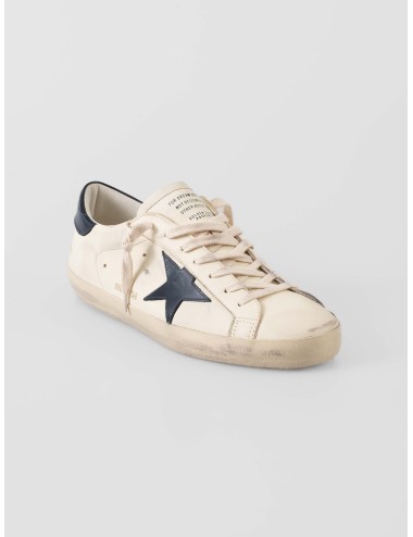 Golden Goose Super-Star Beige Night Blue sneakers hombre cuero vintage MARFRANC