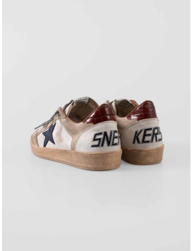 Golden Goose Ballstar Double Quarter White Beige Ink Blue sneakers hombre cuero y ante vintage MARFRANC