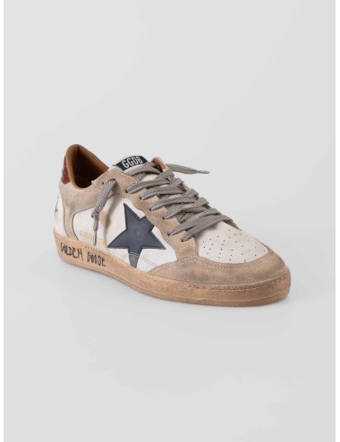 Golden Goose Ballstar Double Quarter White Beige Ink Blue sneakers hombre cuero y ante vintage MARFRANC