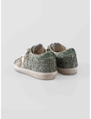 Golden Goose Super Star sneakers platinum green glitter leather mujer acabado artesanal MARFRANC
