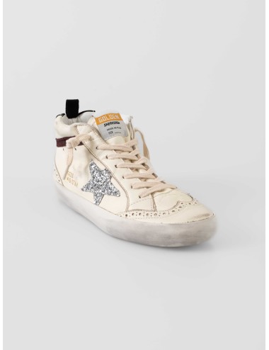 Golden Goose Mid Star Classic en dirty white silver black chocolate sneakers mujer piel nappa purpurina ante goma MARFRANC