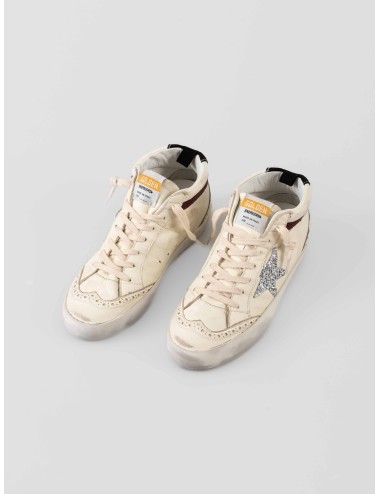 Golden Goose Mid Star Classic en dirty white silver black chocolate sneakers mujer piel nappa purpurina ante goma MARFRANC