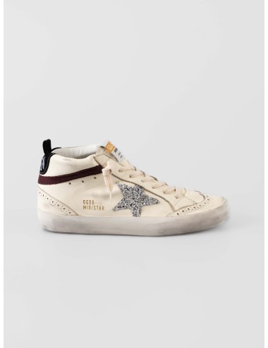 Golden Goose Mid Star Classic en dirty white silver black chocolate sneakers mujer piel nappa purpurina ante goma MARFRANC