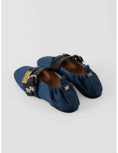 GANNI Sue Triple Ballerina Denim Dark Blue Vintage algodón orgánico Brasil MARFRANC