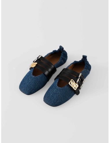 GANNI Sue Triple Ballerina Denim Dark Blue Vintage algodón orgánico Brasil MARFRANC