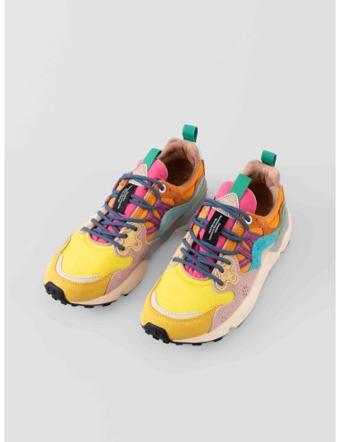 Flower Mountain - Yamano - Yellow / Light Lime / Pink - Zapatilla mujer - Ante y tejido técnico - MARFRANC