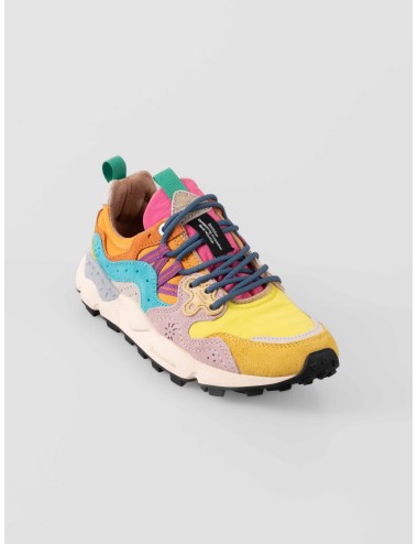 Flower Mountain - Yamano - Yellow / Light Lime / Pink - Zapatilla mujer - Ante y tejido técnico - MARFRANC