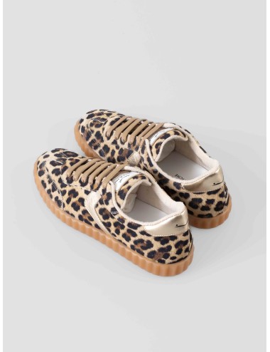 Voile Blanche - INES - Beige Animal Print - Zapatilla mujer - Ante estampado leopardo - MARFRANC