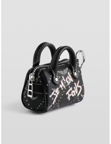 Zadig & Voltaire - LWOG02309 Semaine Fous - Black - Mini bolso llavero mujer - Piel grabada con print - MARFRANC