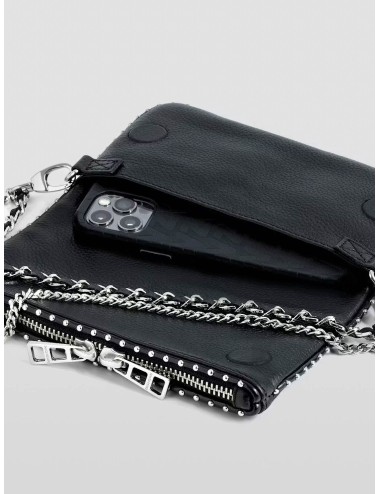 Zadig & Voltaire - LWBA03977 Rock Nano Studs - Black - Bolso envelope mujer - Cuero granuloso con tachuelas - MARFRANC