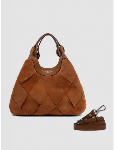 Gianni Chiarini Firenze - Dua BS 12349 - Caramel - Bolso shopper mujer - Camoscio tejido rombos - MARFRANC