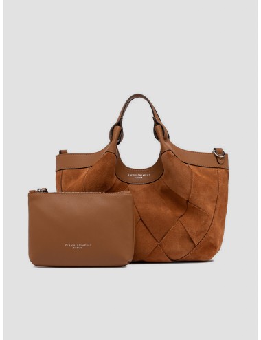 Gianni Chiarini Firenze - Dua BS 12349 - Caramel - Bolso shopper mujer - Camoscio tejido rombos - MARFRANC