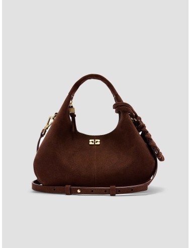 GANNI - B2070016 Mini Hobo - Chicory Coffee - Bolso mujer - Ante Pelinova reciclado - MARFRANC
