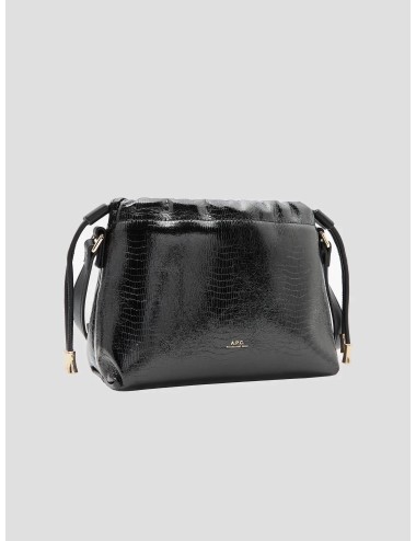 A.P.C. - Ninon Mini Bag - Black - Bolso drawstring mujer - Estampado croco brillante logo - MARFRANC