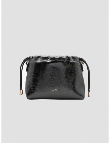 A.P.C. - Ninon Mini Bag - Black - Bolso drawstring mujer - Estampado croco brillante logo - MARFRANC