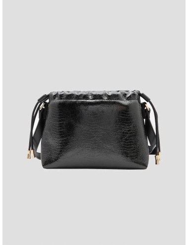 A.P.C. - Ninon Mini Bag - Black - Bolso drawstring mujer - Estampado croco brillante logo - MARFRANC