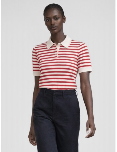 A.P.C. - Polo Manches Courtes - Ecru Rouge - Polo - Mujer - Algodón piqué orgánico - MARFRANC