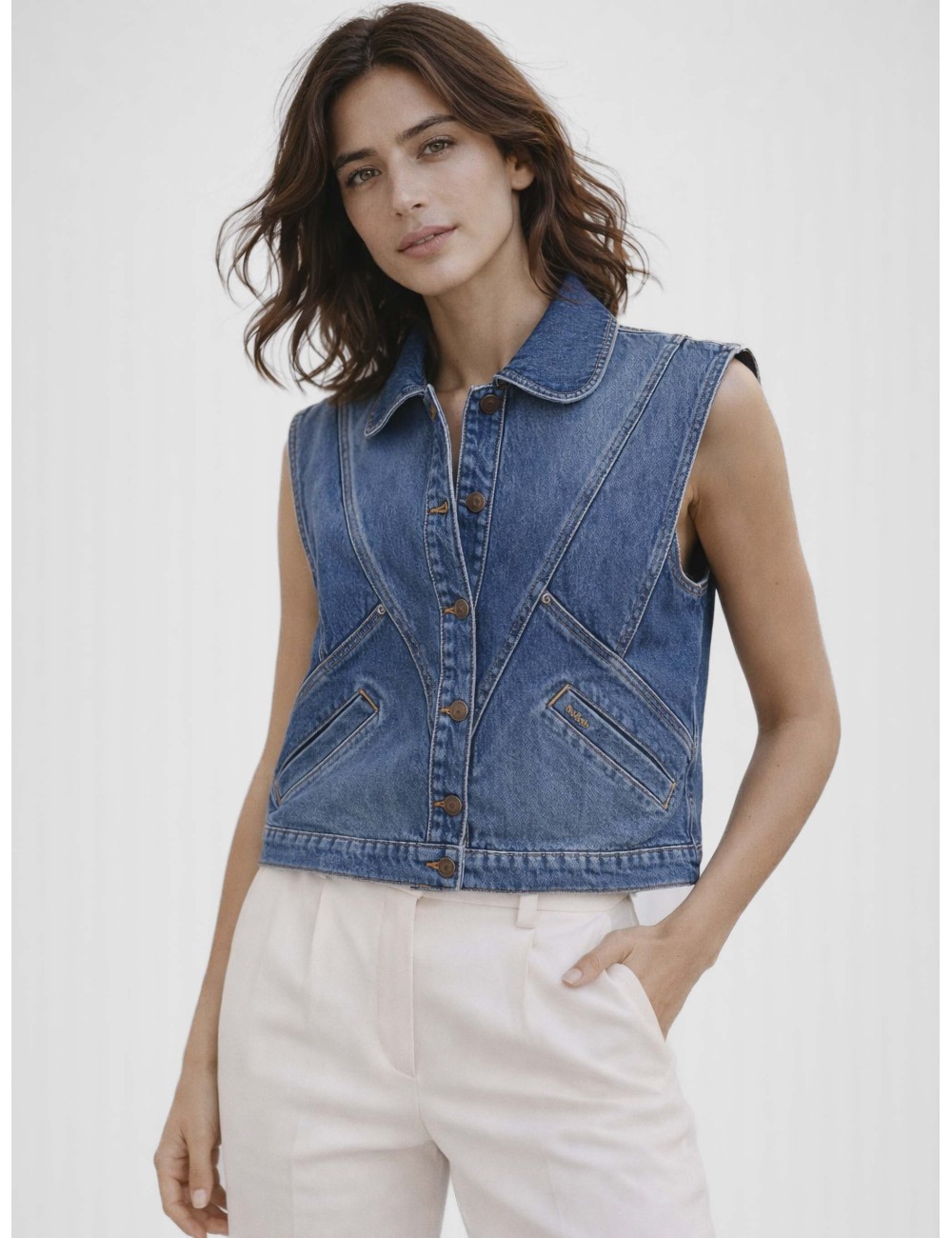 ba&sh - Blouson Max - light used blue - chaqueta sin mangas denim - mujer - algodón orgánico - MARFRANC