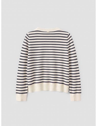 APC - Pull Col Round - TAS Ecru Dark Navy - Jersey rayado mujer - Algodón cachemira - MARFRANC