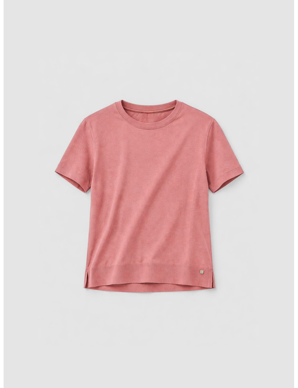 Herno - T-Shirt bordi continui - 4173 Rosa scuro - Camiseta mujer - Lyocel algodón ribetes - MARFRANC