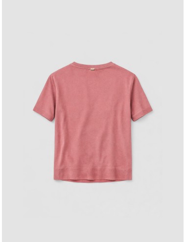 Herno - T-Shirt bordi continui - 4173 Rosa scuro - Camiseta mujer - Lyocel algodón ribetes - MARFRANC