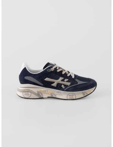 zapatillas hombre azul marino Premiata Moerun 7306 nylon y piel suela gráfica 4,5 cm