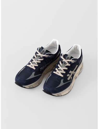 zapatillas hombre azul marino Premiata Moerun 7306 nylon y piel suela gráfica 4,5 cm