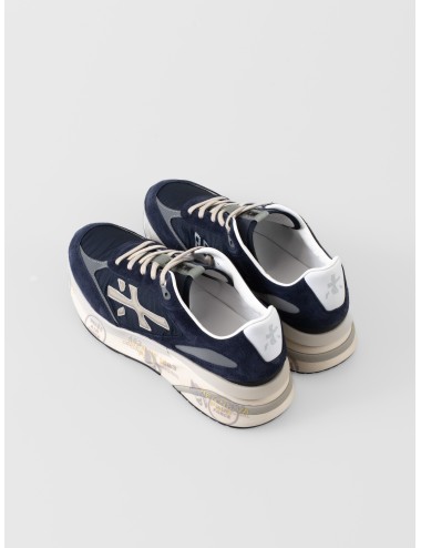 zapatillas hombre azul marino Premiata Moerun 7306 nylon y piel suela gráfica 4,5 cm