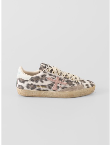 Zapatillas mujer animal print Premiata STEVEND VAR.7272 con logo rosa en ante y suela personalizada