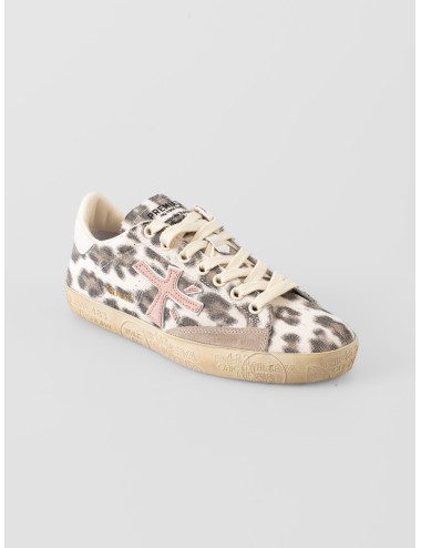 Zapatillas mujer animal print Premiata STEVEND VAR.7272 con logo rosa en ante y suela personalizada