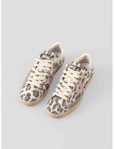 Zapatillas mujer animal print Premiata STEVEND VAR.7272 con logo rosa en ante y suela personalizada