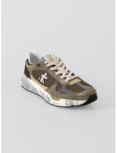 sneakers hombre oliva khaki Premiata MASE25 diseño urbano materiales mixtos