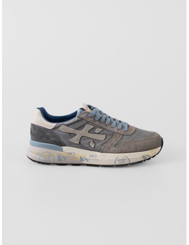 Zapatilla hombre gris Premiata Mick 7247 ante piel y tejido técnico suela elevada logo lateral