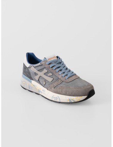 Zapatilla hombre gris Premiata Mick 7247 ante piel y tejido técnico suela elevada logo lateral