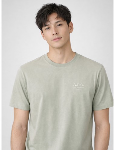 Camiseta azul gris A.P.C. Rue Madame Paris algodón logo bordado hombre