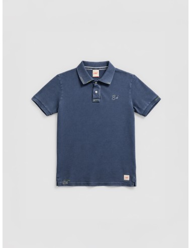 Polo azul Inchiostro Born to Be Basic R00568 en piqué con bordados decorativos
