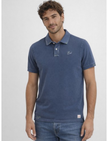 Polo azul Inchiostro Born to Be Basic R00568 en piqué con bordados decorativos