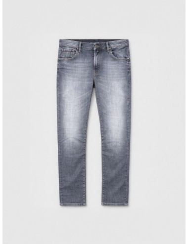 Jeans gris oscuro Jacob Cohën QE004-053 hombre denim elástico slim fit lavado Light Black parche de piel trasero