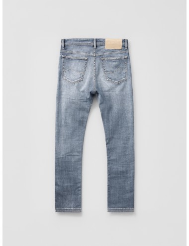 Jeans gris oscuro Jacob Cohën QE004-053 hombre denim elástico slim fit lavado Light Black parche de piel trasero