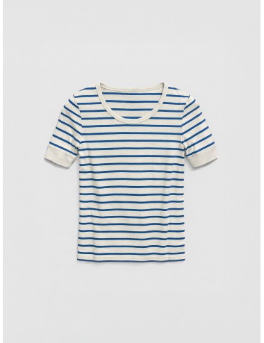 Camiseta azul rayas A.P.C. T-Shirt Ajusté MC Rayées mujer algodón manga corta corte entallado