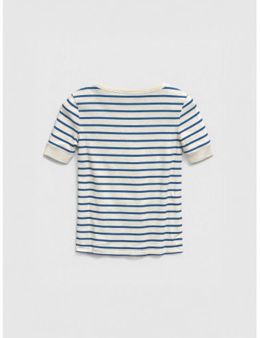 Camiseta azul rayas A.P.C. T-Shirt Ajusté MC Rayées mujer algodón manga corta corte entallado