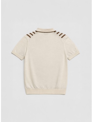 Camicia de punto Gran Sasso x MARFRANC modelo 59135/18066 en color 005 blanco roto con rayas marrón en contraste.