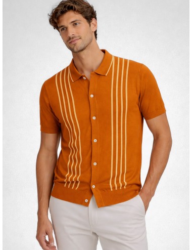 Camicia de punto naranja Gran Sasso x MARFRANC 59135/18066 con rayas verticales blancas