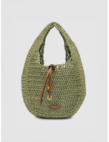 Bolso hobo verde Taiga Gianni Chiarini Firenze Nefeli Bag en rafia trenzada con detalles en piel