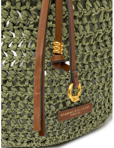 Bolso hobo verde Taiga Gianni Chiarini Firenze Nefeli Bag en rafia trenzada con detalles en piel