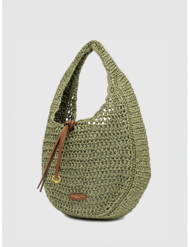 Bolso hobo verde Taiga Gianni Chiarini Firenze Nefeli Bag en rafia trenzada con detalles en piel