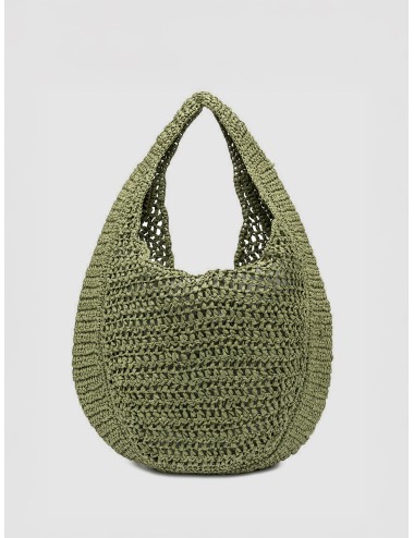 Bolso hobo verde Taiga Gianni Chiarini Firenze Nefeli Bag en rafia trenzada con detalles en piel
