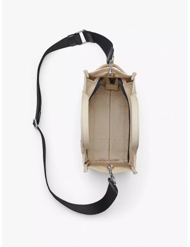Bolso tote beige Marc Jacobs The Small Tote Bag en lona con logo frontal estampado