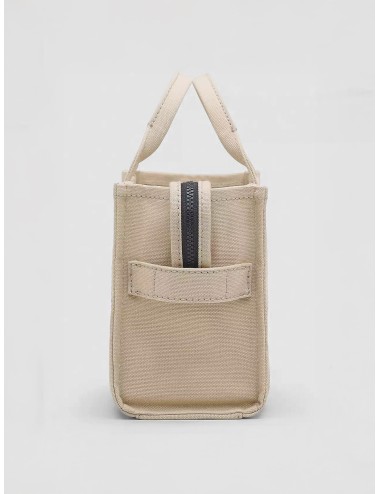 Bolso tote beige Marc Jacobs The Small Tote Bag en lona con logo frontal estampado
