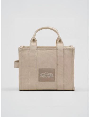 Bolso tote beige Marc Jacobs The Small Tote Bag en lona con logo frontal estampado